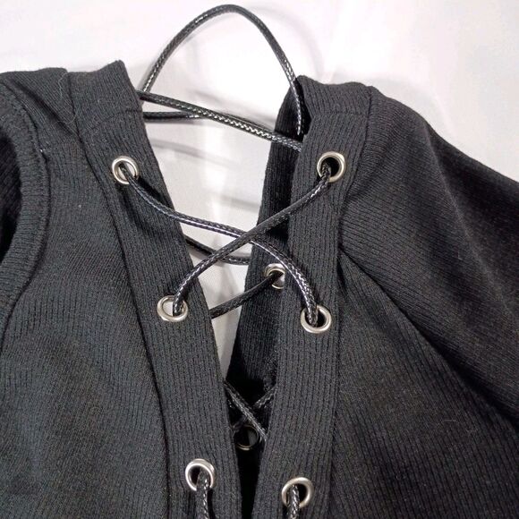 Fashion Nova Ava Asymmetrical Lace Up Top NEW Women's L  Goth Emo Grunge Punk - Picture 5 of 11